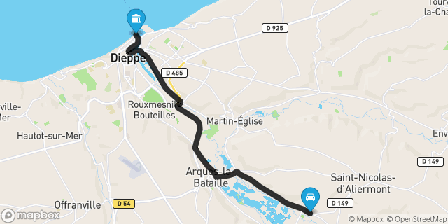 Itinéraire vers Dieppe