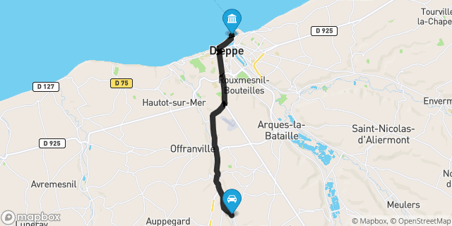 Itinéraire vers Dieppe