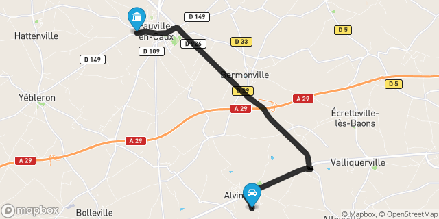 Itinéraire vers Fauville-en-Caux