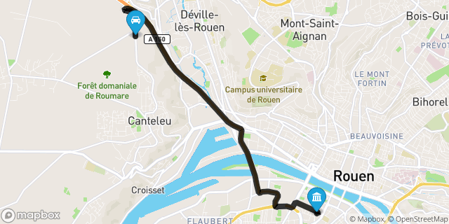 Itinéraire vers Rouen