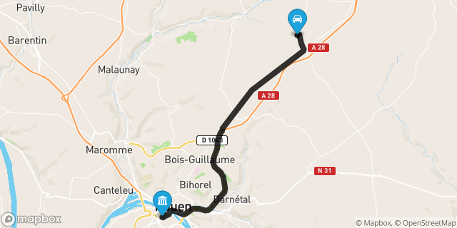Itinéraire vers Rouen
