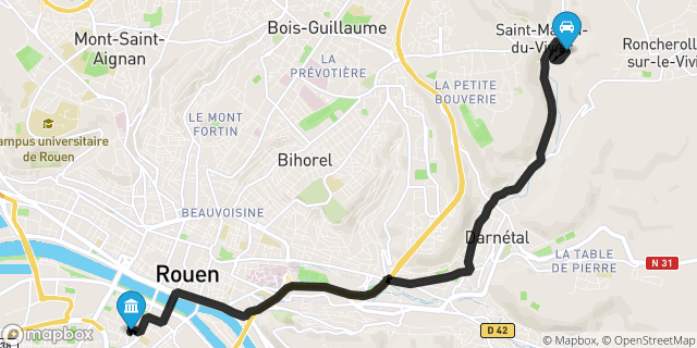 Itinéraire vers Rouen