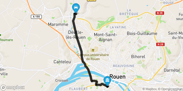 Itinéraire vers Rouen