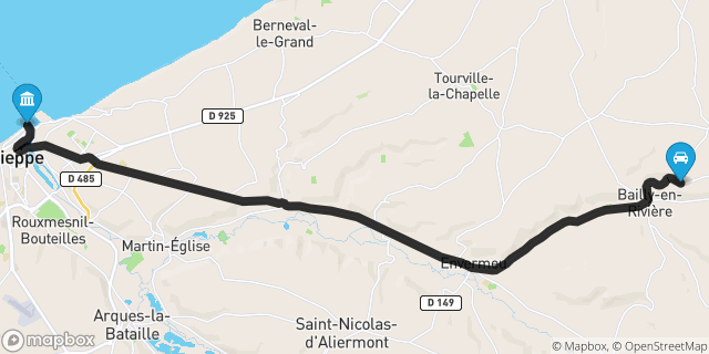 Itinéraire vers Dieppe