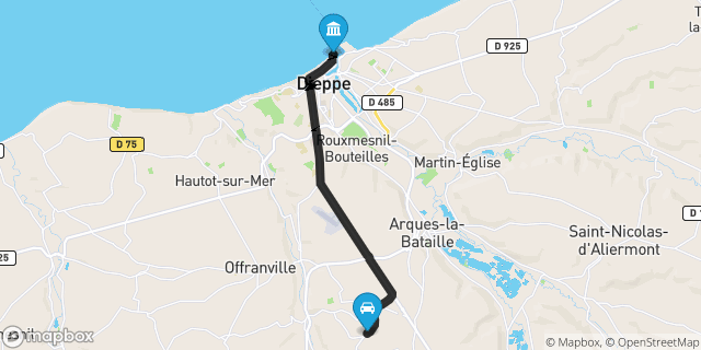 Itinéraire vers Dieppe