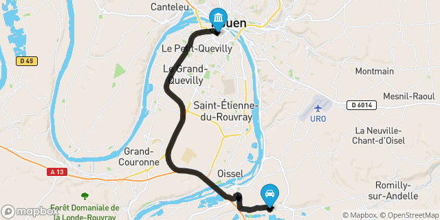Itinéraire vers Rouen