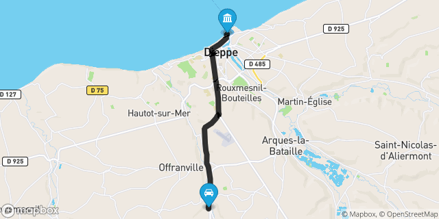 Itinéraire vers Dieppe