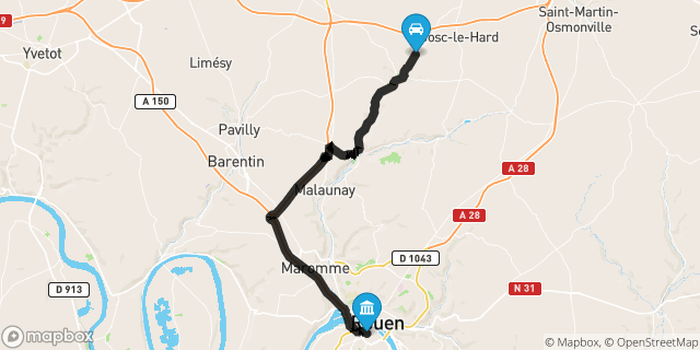Itinéraire vers Rouen