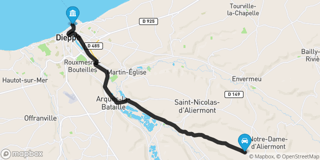 Itinéraire vers Dieppe