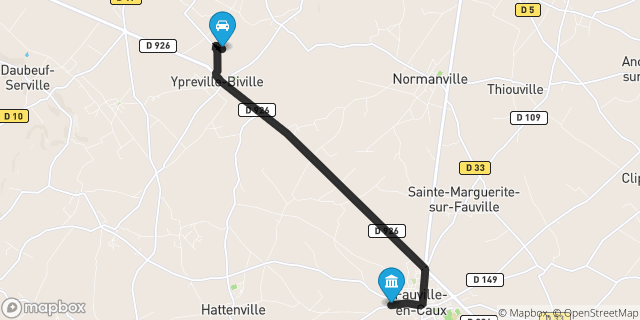 Itinéraire vers Fauville-en-Caux