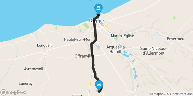 Itinéraire vers Dieppe