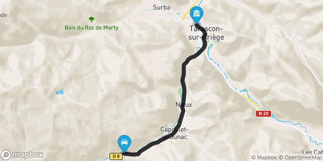 Itinéraire vers Tarascon-sur-Ariège