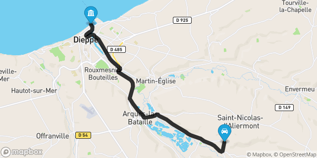 Itinéraire vers Dieppe