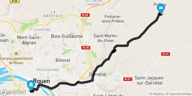 Itinéraire vers Rouen