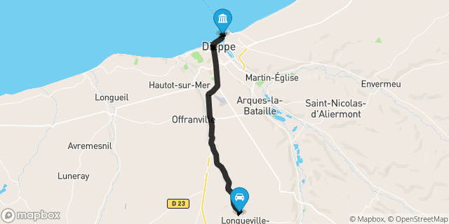 Itinéraire vers Dieppe