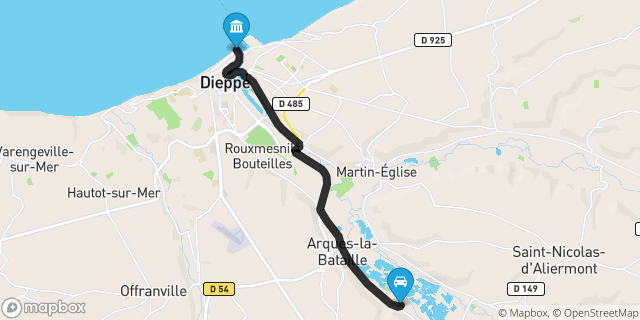 Itinéraire vers Dieppe