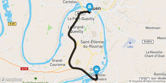 Itinéraire vers Rouen