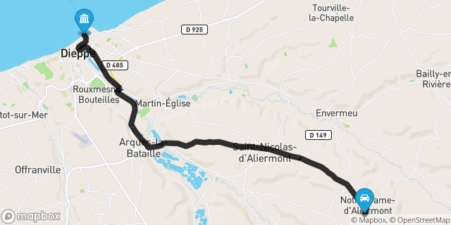 Itinéraire vers Dieppe