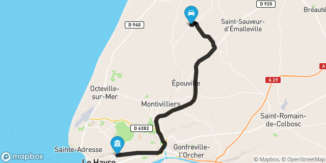 Itinéraire vers Le Havre