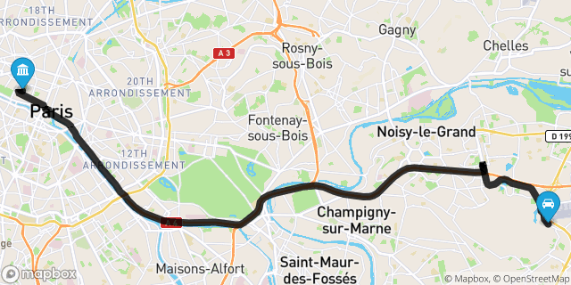 Itinéraire vers Paris