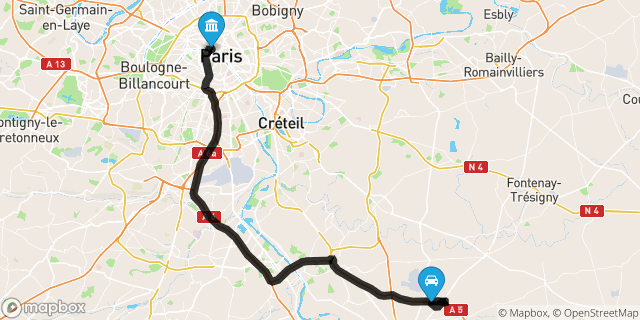 Itinéraire vers Paris