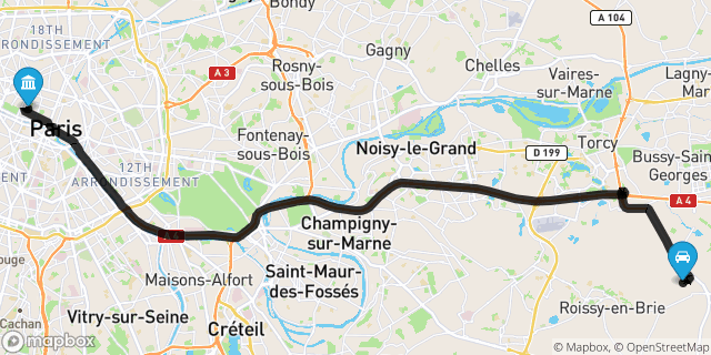 Itinéraire vers Paris
