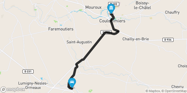 Itinéraire vers Coulommiers