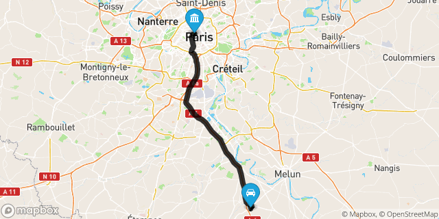 Itinéraire vers Paris