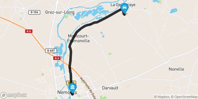Itinéraire vers Nemours