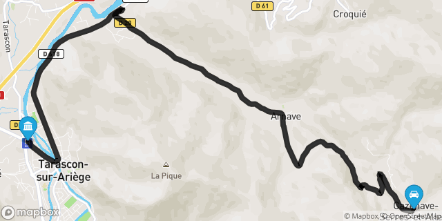 Itinéraire vers Tarascon-sur-Ariège
