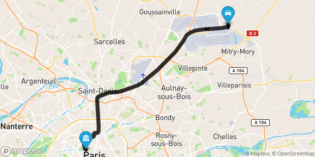 Itinéraire vers Paris