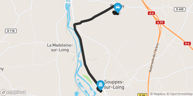 Itinéraire vers Souppes-sur-Loing