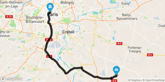 Itinéraire vers Paris