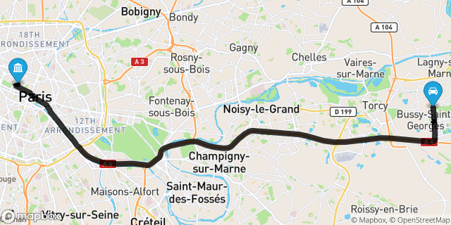 Itinéraire vers Paris