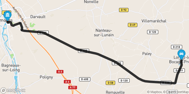 Itinéraire vers Nemours