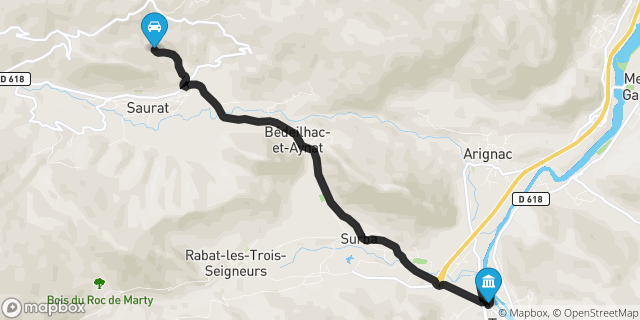 Itinéraire vers Tarascon-sur-Ariège