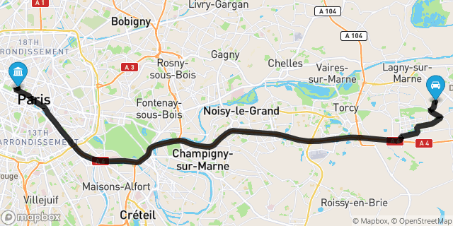 Itinéraire vers Paris