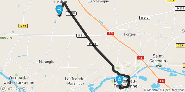 Itinéraire vers Montereau-Fault-Yonne