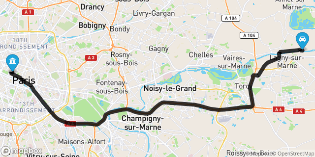 Itinéraire vers Paris