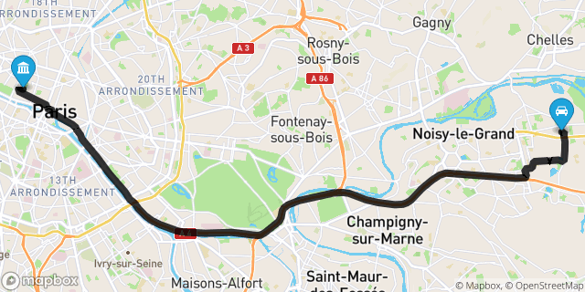 Itinéraire vers Paris