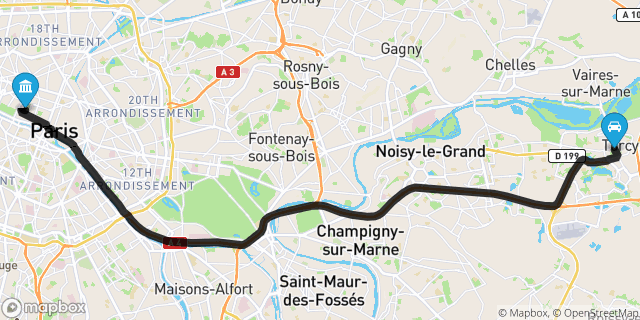 Itinéraire vers Paris