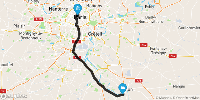 Itinéraire vers Paris