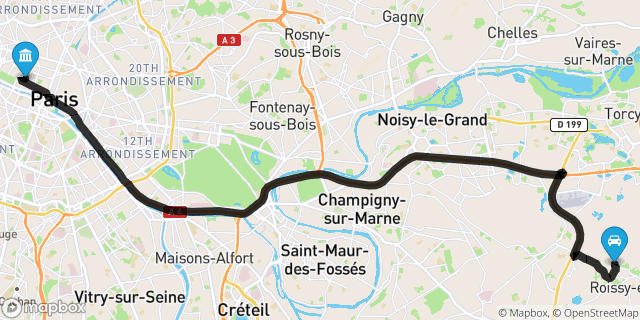 Itinéraire vers Paris