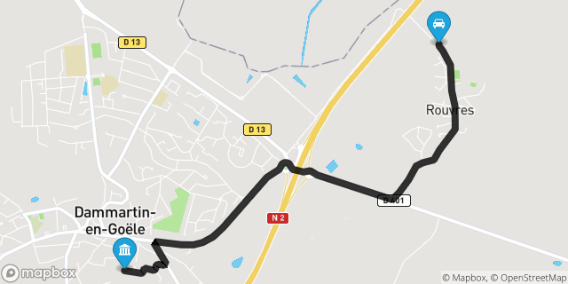 Itinéraire vers Dammartin-en-Goële
