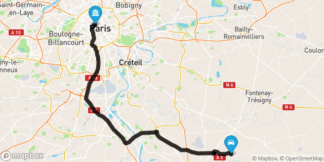 Itinéraire vers Paris