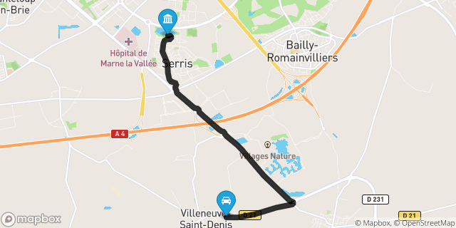 Itinéraire vers Serris