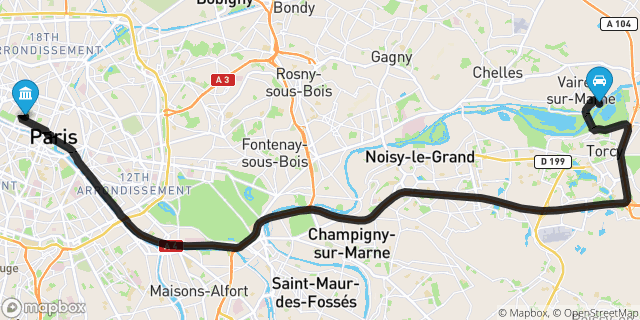 Itinéraire vers Paris