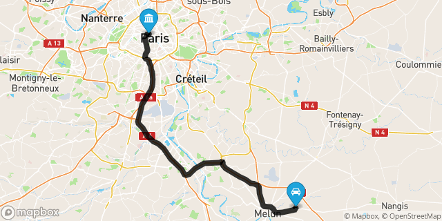 Itinéraire vers Paris