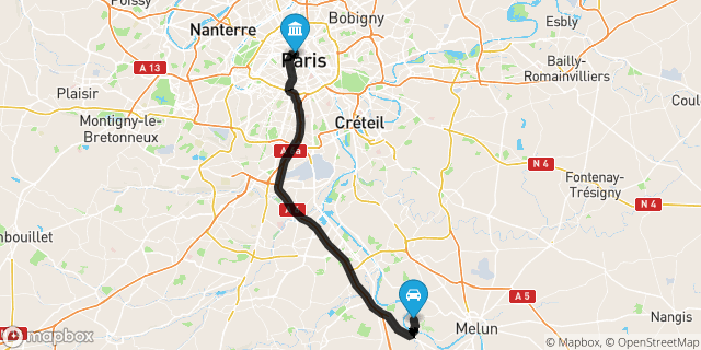 Itinéraire vers Paris