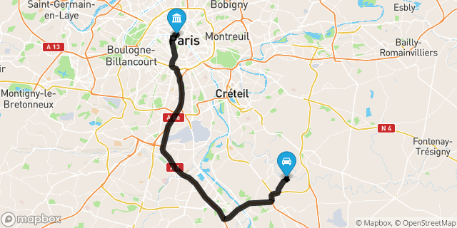 Itinéraire vers Paris